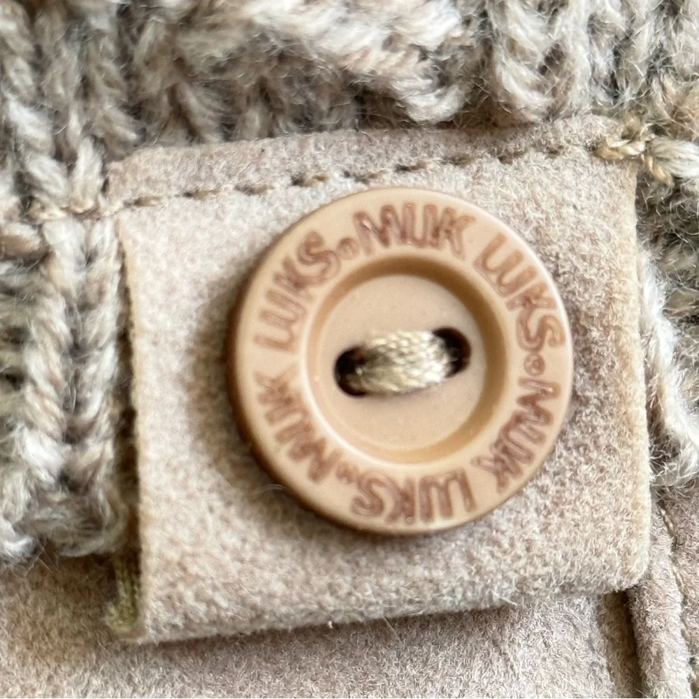 Muk Luks‎ Essentials Women Boots 6W Beige Knit Winter Suede Water Resistant Cozy